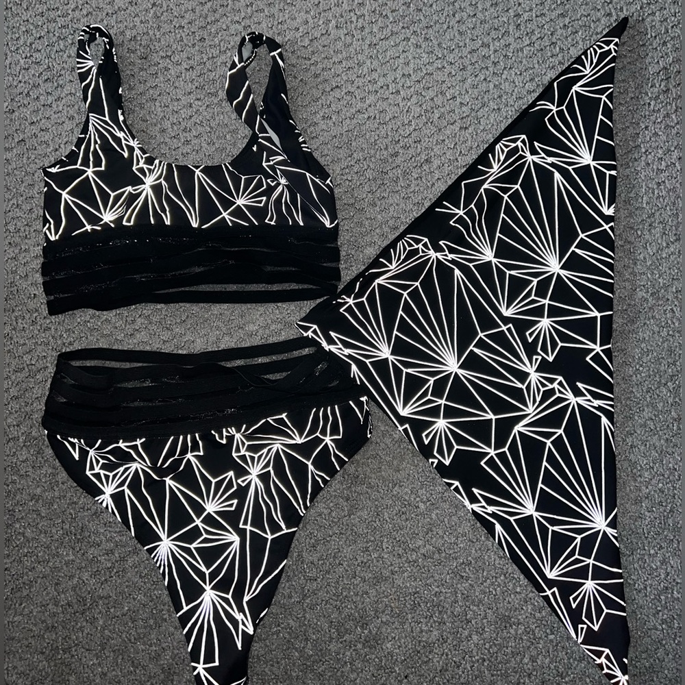 3 piece reflective festival outfit